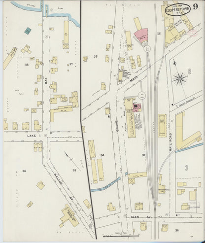 Sanborn Fire Insurance Map from Cooperstown, Otsego County, New York (1894), Sheet #0009 - Complete Map Set gallery image, historic Sanborn map, vintage wall art, New York New York