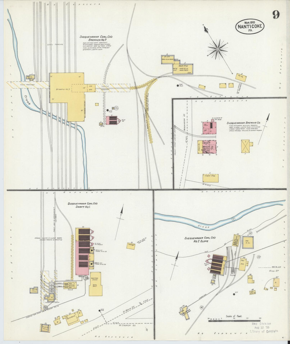 Sanborn Fire Insurance Map from Nanticoke, Luzerne County, Pennsylvania (1903), Sheet #0009 - Complete Map Set gallery image, historic Sanborn map, vintage wall art, Pennsylvania Pennsylvania