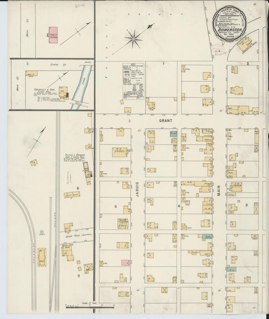 Sanborn Fire Insurance Map from Bowerston, Harrison County, Ohio (1895), Sheet #0001 - Historic Sanborn Fire Insurance Map Print, vintage old map wall art, antique decor, genealogy gift, Ohio Ohio map