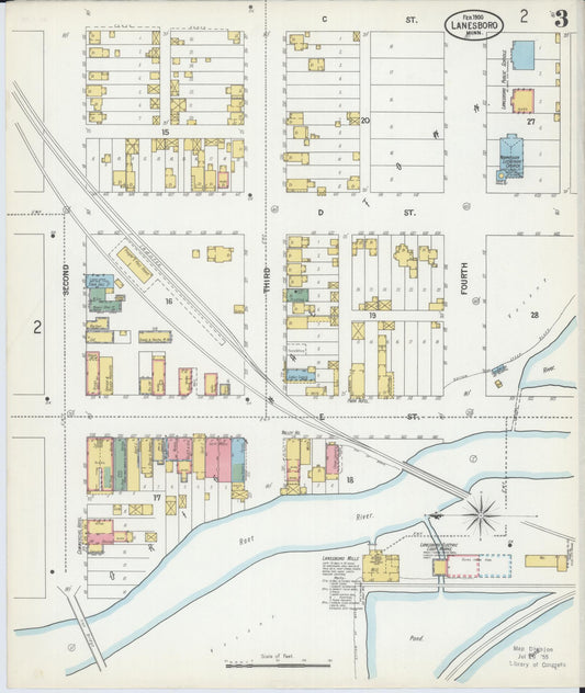 Sanborn Fire Insurance Map from Lanesboro, Fillmore County, Minnesota (1900), Sheet #0003 - Historic Sanborn Fire Insurance Map Print, vintage old map wall art, antique decor, genealogy gift, Minnesota Minnesota map