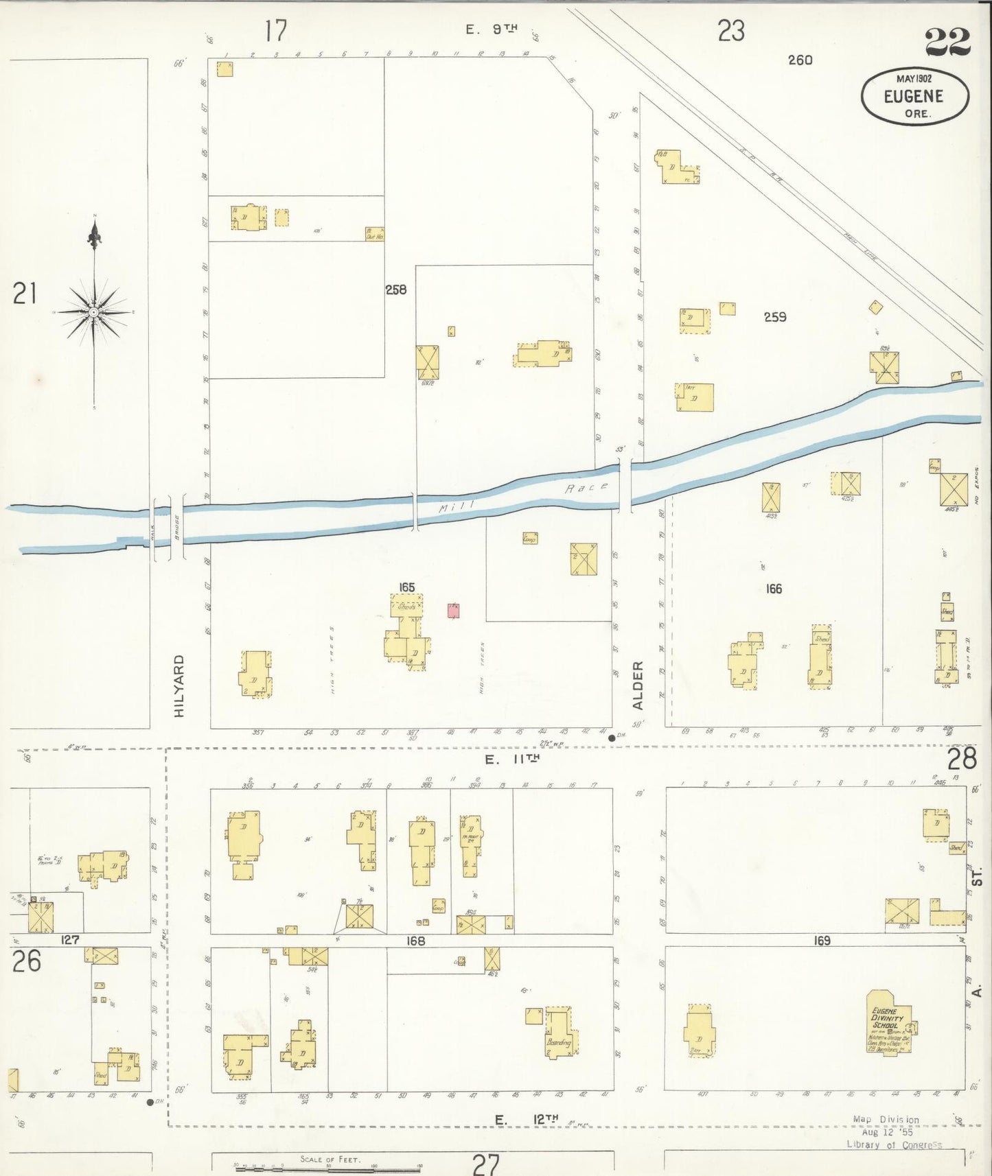 Sanborn Fire Insurance Map from Eugene, Lane County, Oregon (1902), Sheet #0022 - Complete Map Set gallery image, historic Sanborn map, vintage wall art, Oregon Oregon
