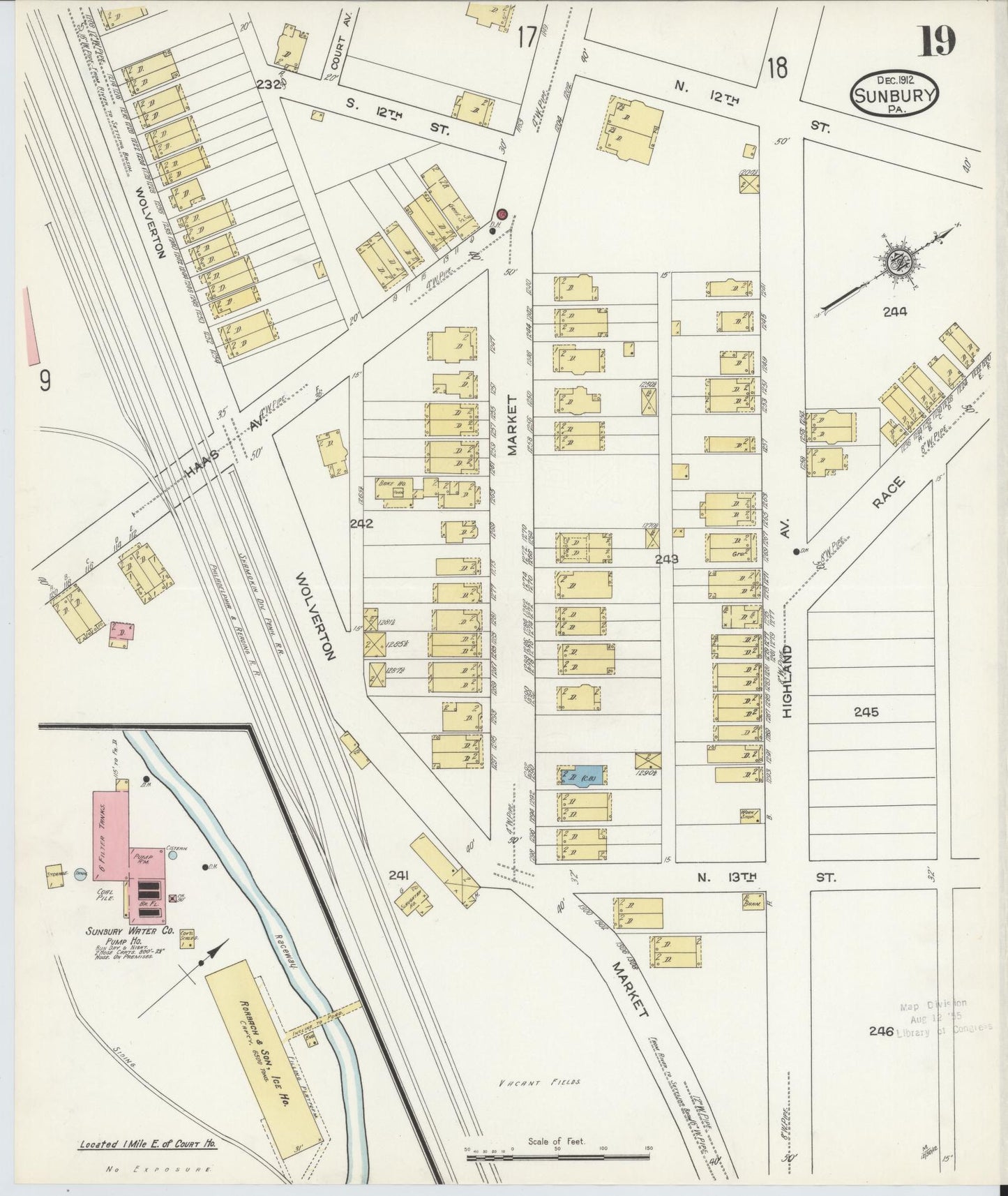Sanborn Fire Insurance Map from Sunbury, Northumberland County, Pennsylvania (1912), Sheet #0019 - Complete Map Set gallery image, historic Sanborn map, vintage wall art, Pennsylvania Pennsylvania