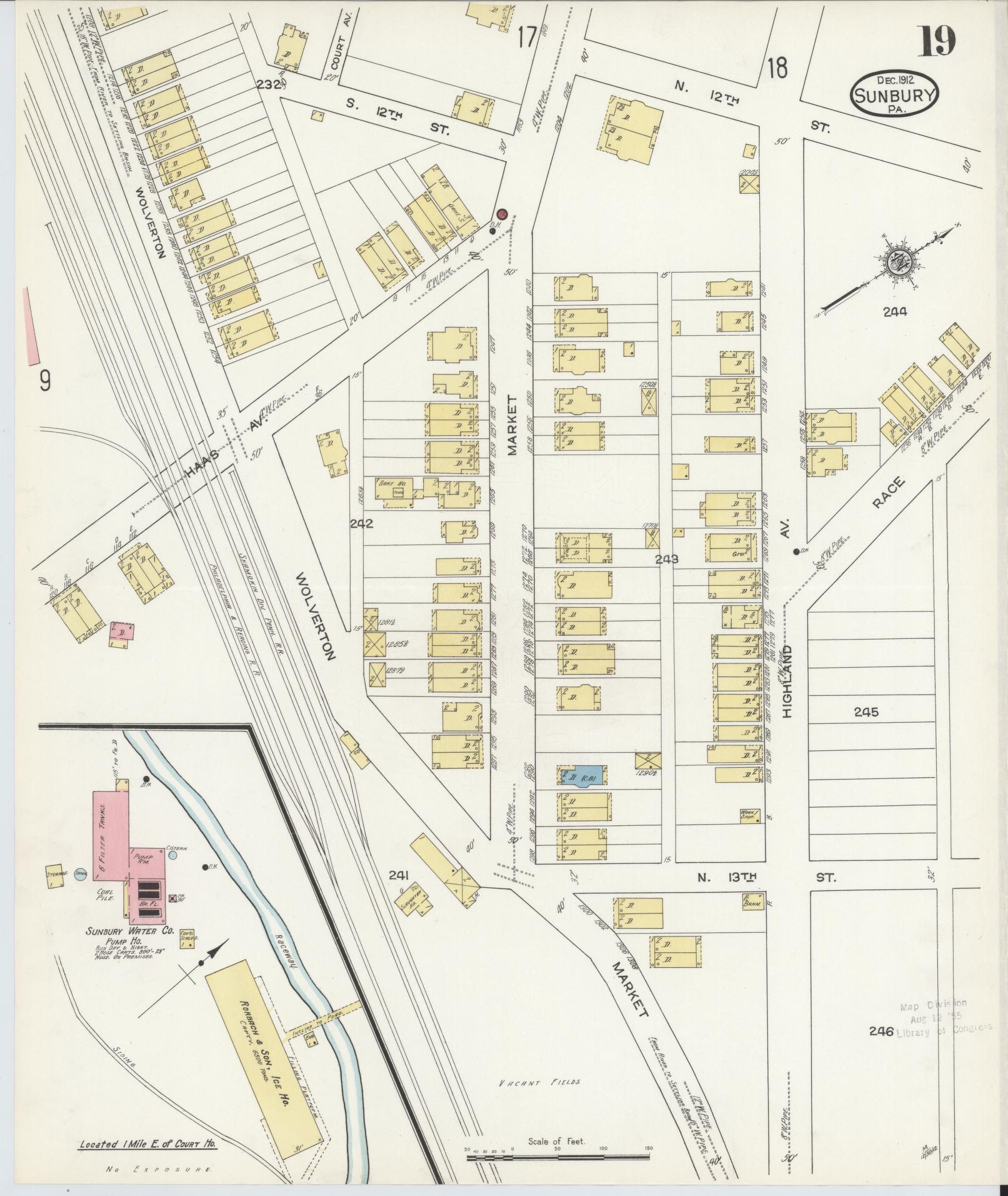 Sanborn Fire Insurance Map from Sunbury, Northumberland County, Pennsylvania (1912), Sheet #0019 - Complete Map Set gallery image, historic Sanborn map, vintage wall art, Pennsylvania Pennsylvania