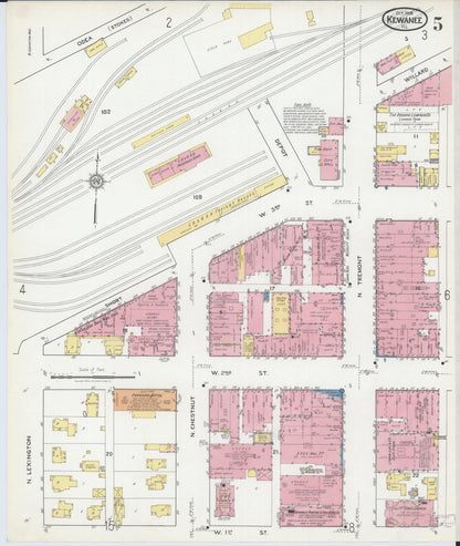 Sanborn Fire Insurance Map from Kewanee, Henry County, Illinois (1918), Sheet #0005 - Complete Map Set gallery image, historic Sanborn map, vintage wall art, Illinois Illinois