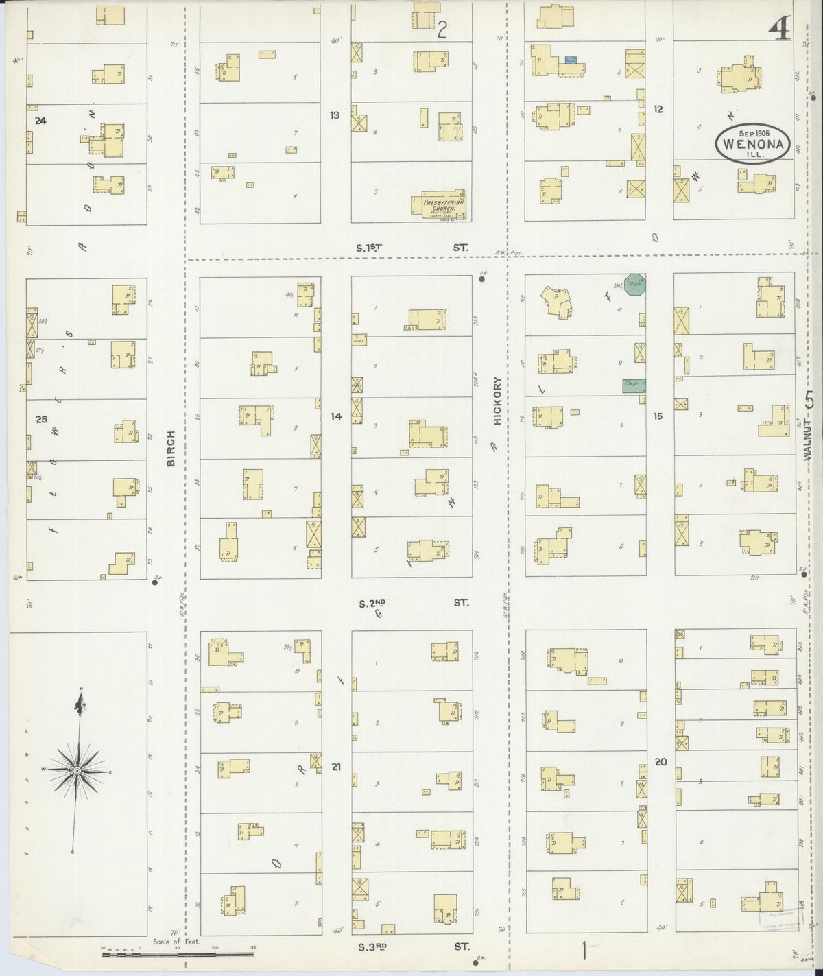 Sanborn Fire Insurance Map from Wenona, Marshall County, Illinois (1906), Sheet #0004 - Complete Map Set gallery image, historic Sanborn map, vintage wall art, Illinois Illinois