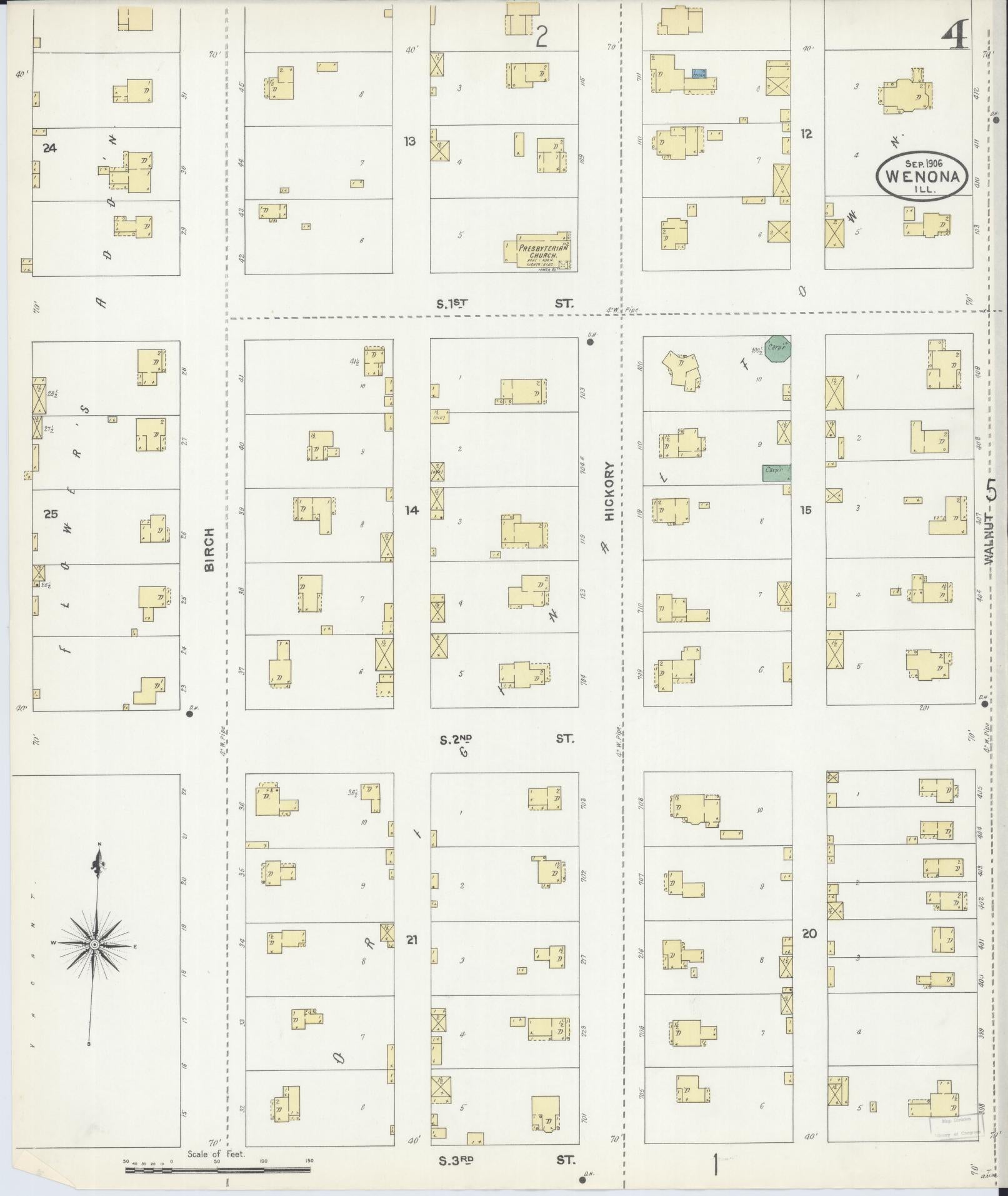 Sanborn Fire Insurance Map from Wenona, Marshall County, Illinois (1906), Sheet #0004 - Complete Map Set gallery image, historic Sanborn map, vintage wall art, Illinois Illinois