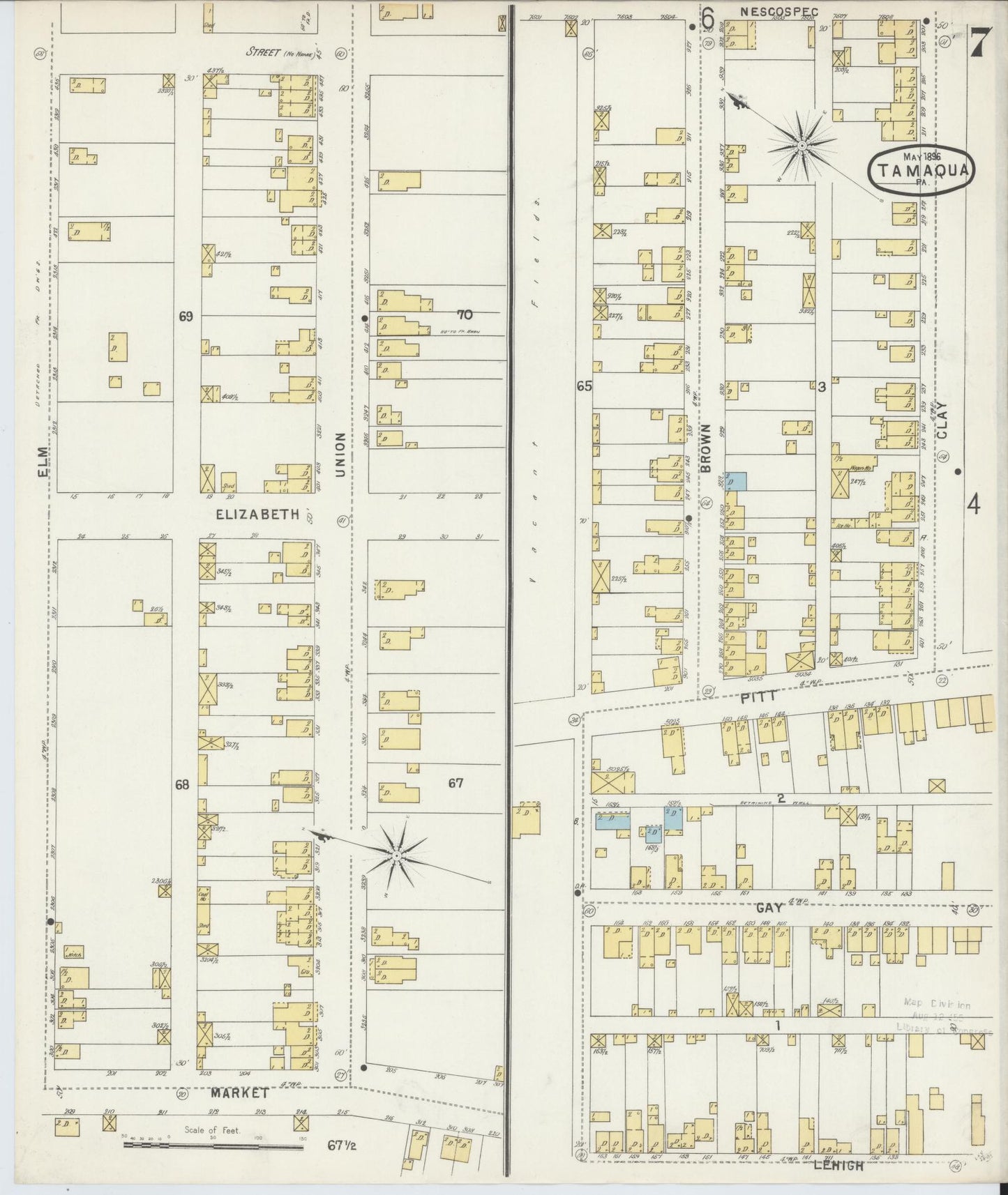 Sanborn Fire Insurance Map from Tamaqua, Schuylkill County, Pennsylvania (1896), Sheet #0007 - Complete Map Set gallery image, historic Sanborn map, vintage wall art, Pennsylvania Pennsylvania