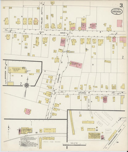 Sanborn Fire Insurance Map from Orange, Orange County, Virginia (1915), Sheet #0003 - Complete Map Set gallery image, historic Sanborn map, vintage wall art, Virginia Virginia