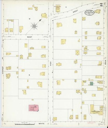 Sanborn Fire Insurance Map from Closter, Bergen County, New Jersey (1908), Sheet #0002 - Complete Map Set gallery image, historic Sanborn map, vintage wall art, New Jersey New Jersey