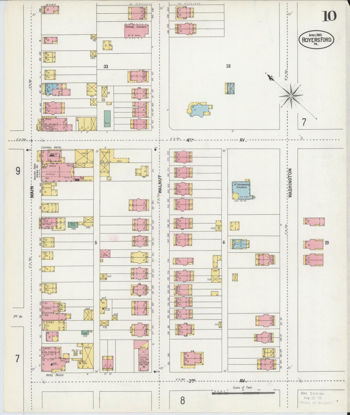 Sanborn Fire Insurance Map from Royersford, Montgomery County, Pennsylvania (1902), Sheet #0010 - Historic Sanborn Fire Insurance Map Print, vintage old map wall art, antique decor, genealogy gift, Pennsylvania Pennsylvania map