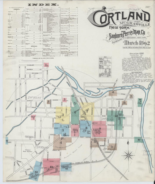 Sanborn Fire Insurance Map from Cortland, Cortland County, New York. (1892) – Historic Sanborn Fire Insurance Map Print