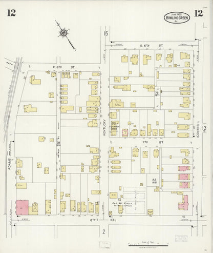 Sanborn Fire Insurance Map from Bowling Green, Warren County, Kentucky (1925), Sheet #0012 - Complete Map Set gallery image, historic Sanborn map, vintage wall art, Kentucky Kentucky