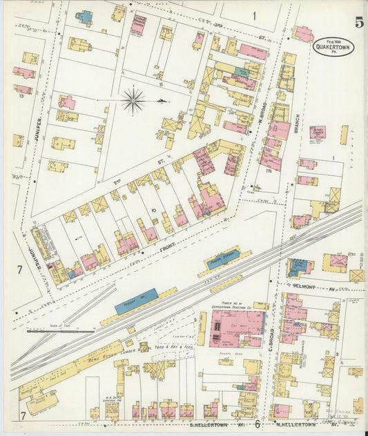 Sanborn Fire Insurance Map from Quakertown, Bucks County, Pennsylvania (1904), Sheet #0005 - Historic Sanborn Fire Insurance Map Print, vintage old map wall art, antique decor, genealogy gift, Pennsylvania Pennsylvania map