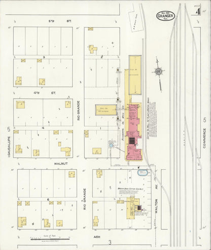 Sanborn Fire Insurance Map from Granger, Williamson County, Texas (1921), Sheet #0004 - Complete Map Set gallery image, historic Sanborn map, vintage wall art, Texas Texas