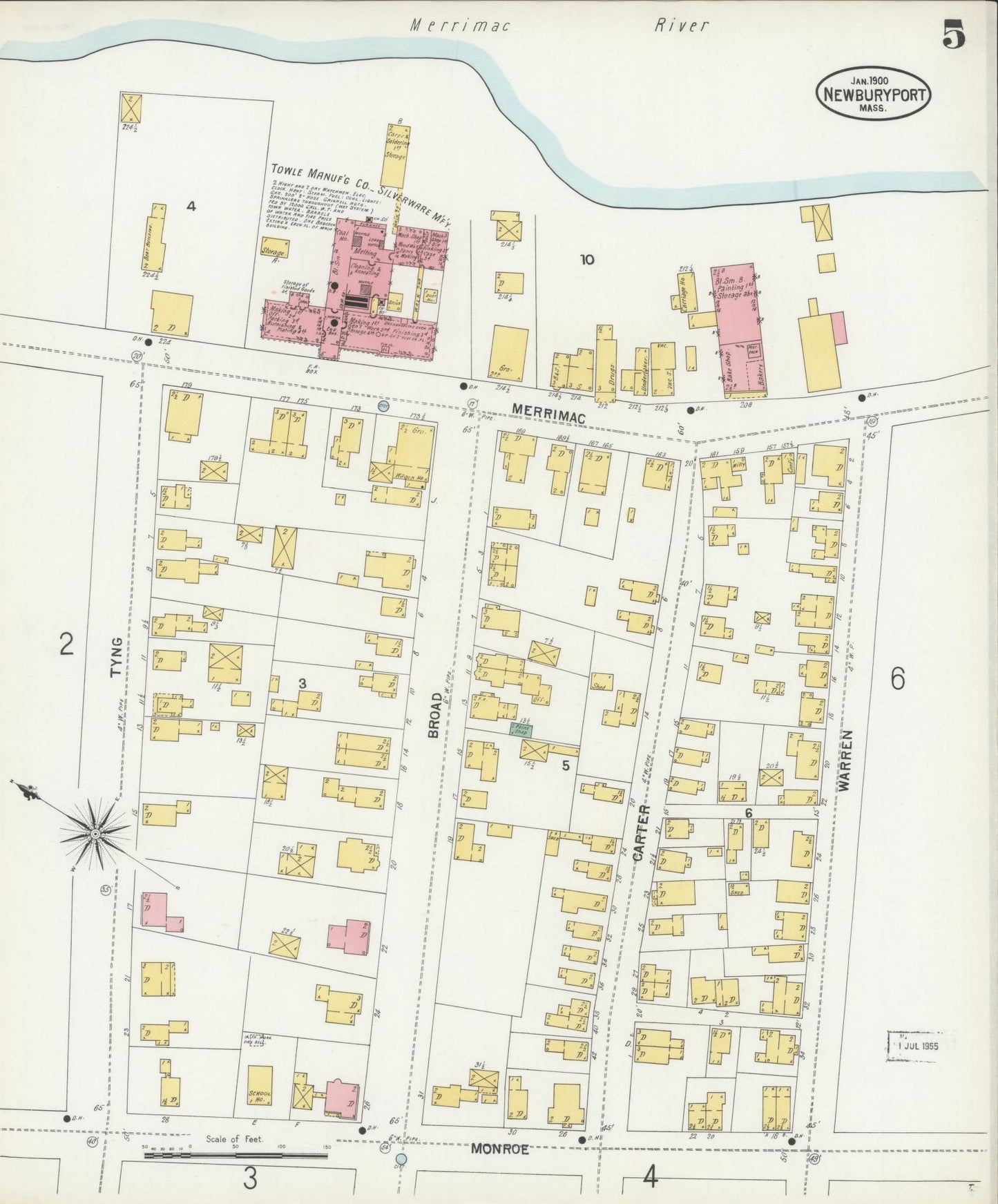 Sanborn Fire Insurance Map from Newburyport, Essex County, Massachusetts (1900), Sheet #0005 - Complete Map Set gallery image, historic Sanborn map, vintage wall art, Massachusetts Massachusetts