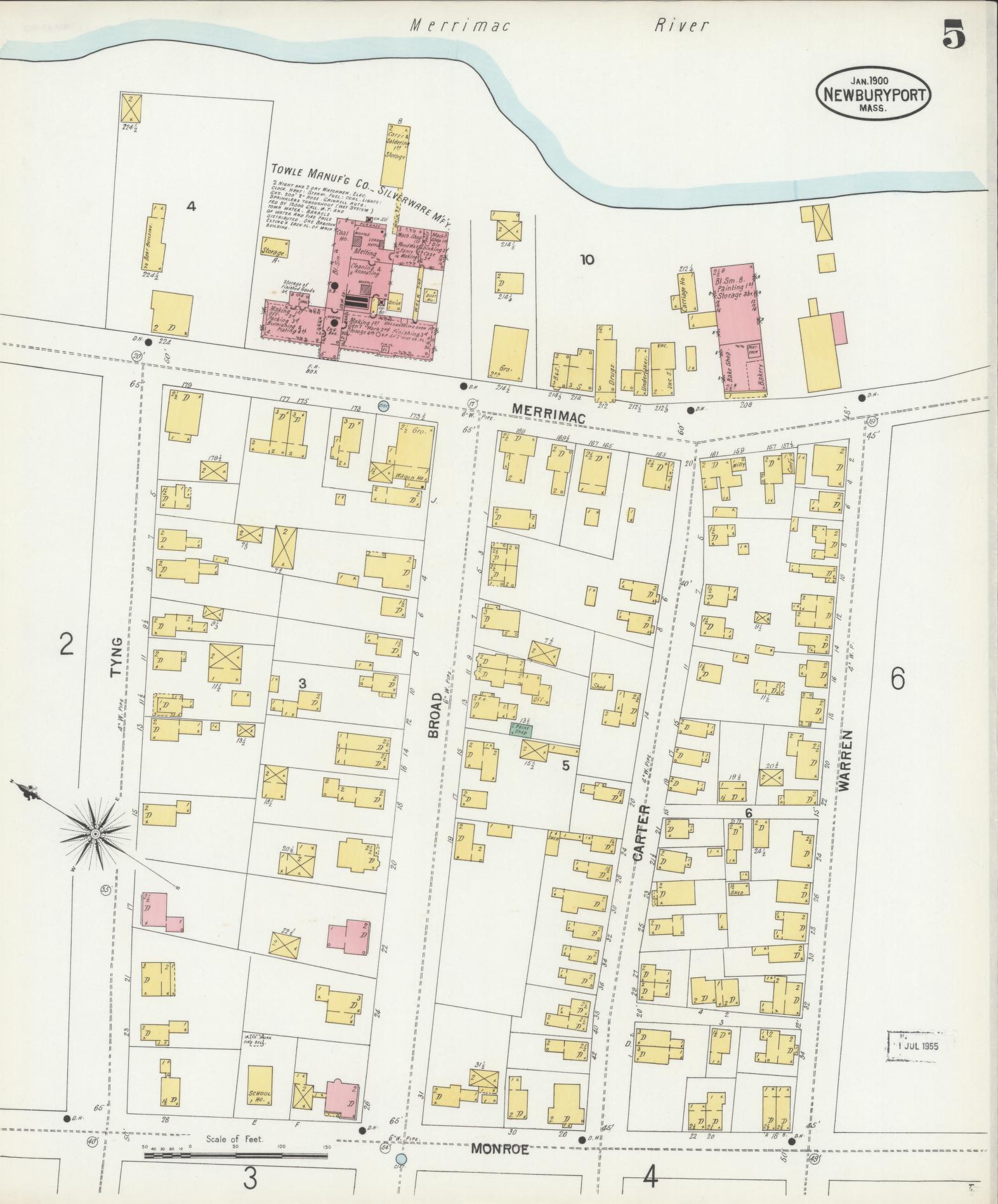Sanborn Fire Insurance Map from Newburyport, Essex County, Massachusetts (1900), Sheet #0005 - Complete Map Set gallery image, historic Sanborn map, vintage wall art, Massachusetts Massachusetts