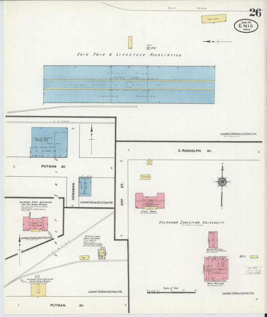 Sanborn Fire Insurance Map from Enid, Garfield County, Oklahoma (1911), Sheet #0026 - Historic Sanborn Fire Insurance Map Print, vintage old map wall art, antique decor, genealogy gift, Oklahoma Oklahoma map