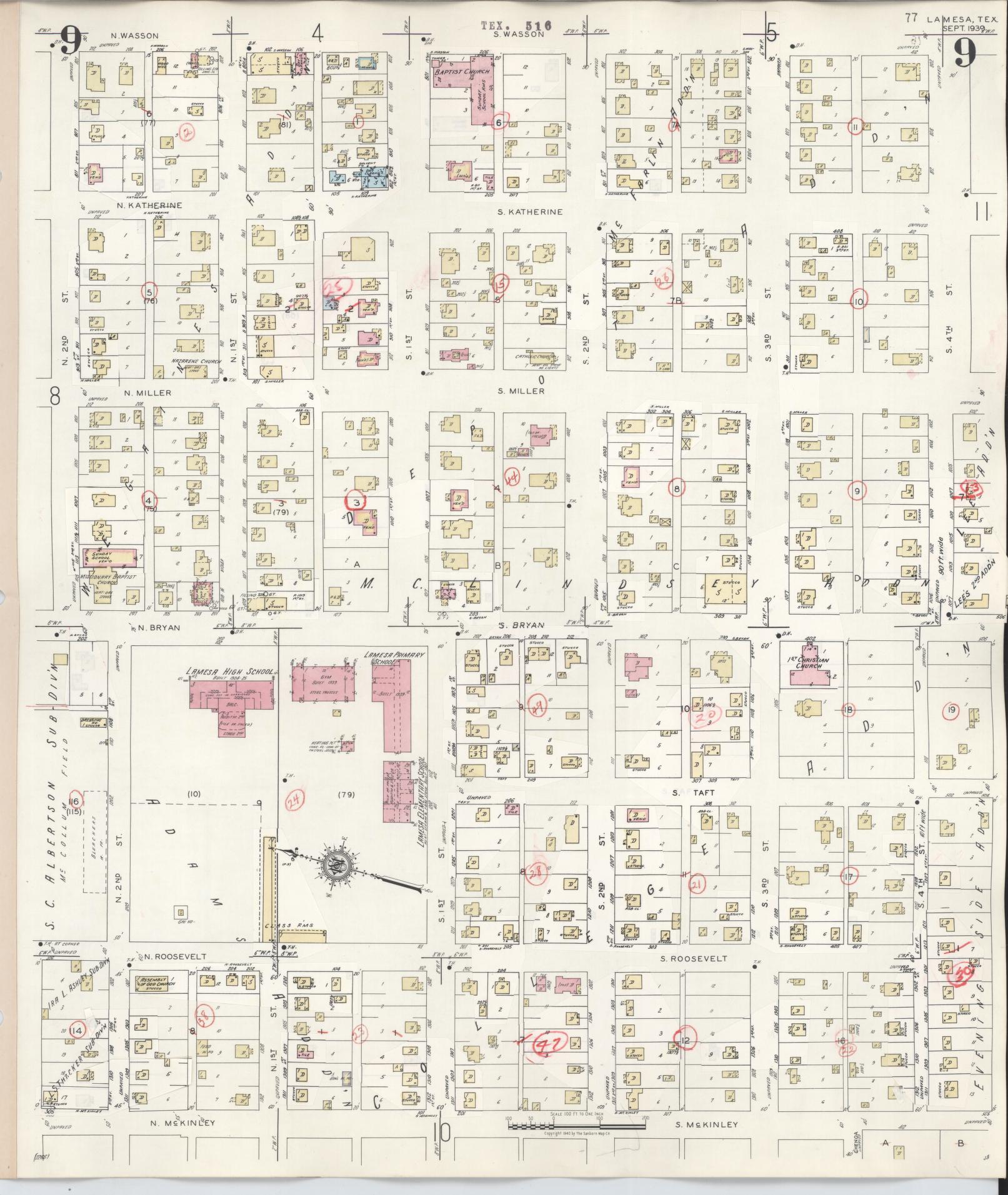 Sanborn Fire Insurance Map from Lamesa, Dawson County, Texas (1948), Sheet #0009 - Complete Map Set gallery image, historic Sanborn map, vintage wall art, Texas Texas