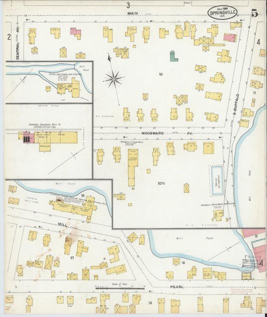 Sanborn Fire Insurance Map from Springville, Erie County, New York (1904), Sheet #0005 - Historic Sanborn Fire Insurance Map Print, vintage old map wall art, antique decor, genealogy gift, New York New York map