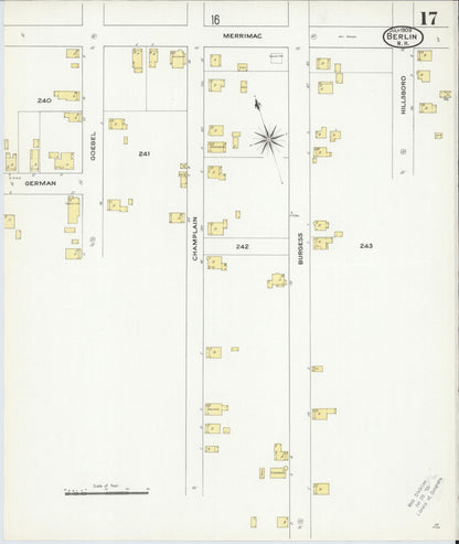 Sanborn Fire Insurance Map from Berlin, Coos County, New Hampshire (1909), Sheet #0017 - Complete Map Set gallery image, historic Sanborn map, vintage wall art, New Hampshire New Hampshire