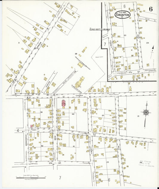 Sanborn Fire Insurance Map from Swanton, Franklin County, Vermont (1920), Sheet #0006 - Historic Sanborn Fire Insurance Map Print, vintage old map wall art, antique decor, genealogy gift, Vermont Vermont map