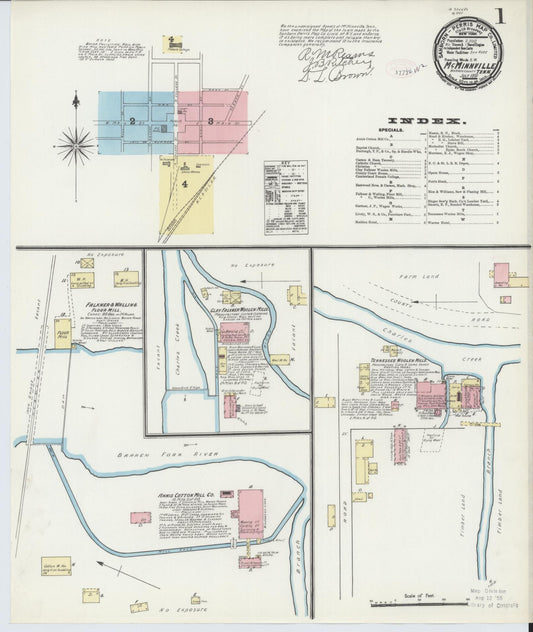 Sanborn Fire Insurance Map from McMinnville, Warren County, Tennessee. (1891) – Historic Sanborn Fire Insurance Map Print