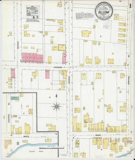 Sanborn Fire Insurance Map from Belzoni, Washington County, Mississippi (1905), Sheet #0001 - Historic Sanborn Fire Insurance Map Print, vintage old map wall art, antique decor, genealogy gift, Mississippi Mississippi map