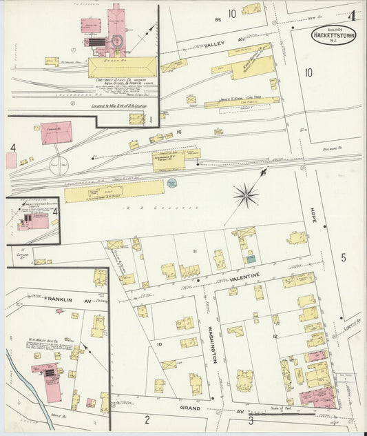 Sanborn Fire Insurance Map from Hackettstown, Warren County, New Jersey (1909), Sheet #0004 - Historic Sanborn Fire Insurance Map Print, vintage old map wall art, antique decor, genealogy gift, New Jersey New Jersey map