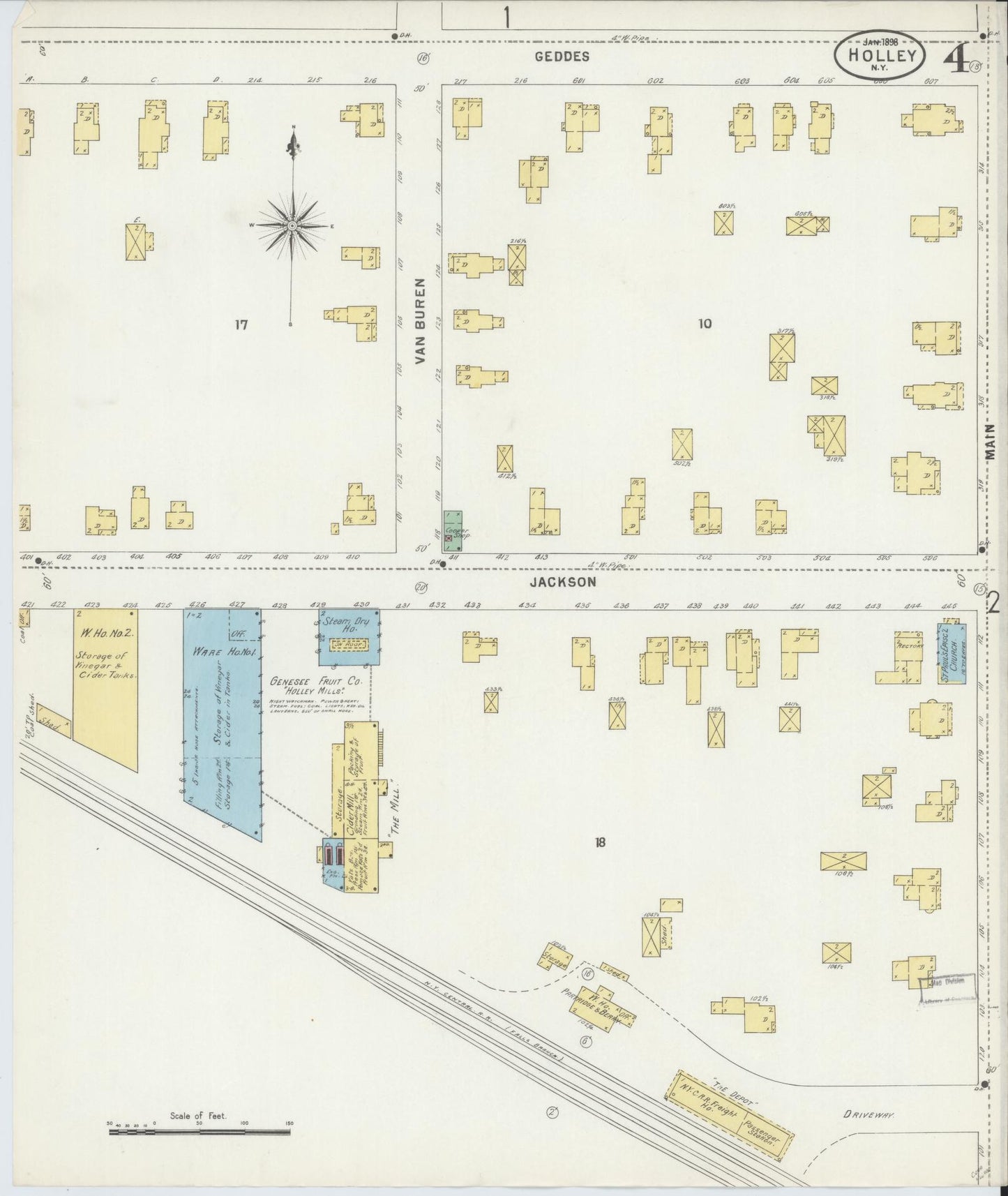 Sanborn Fire Insurance Map from Holley, Orleans County, New York (1898), Sheet #0004 - Complete Map Set gallery image, historic Sanborn map, vintage wall art, New York New York