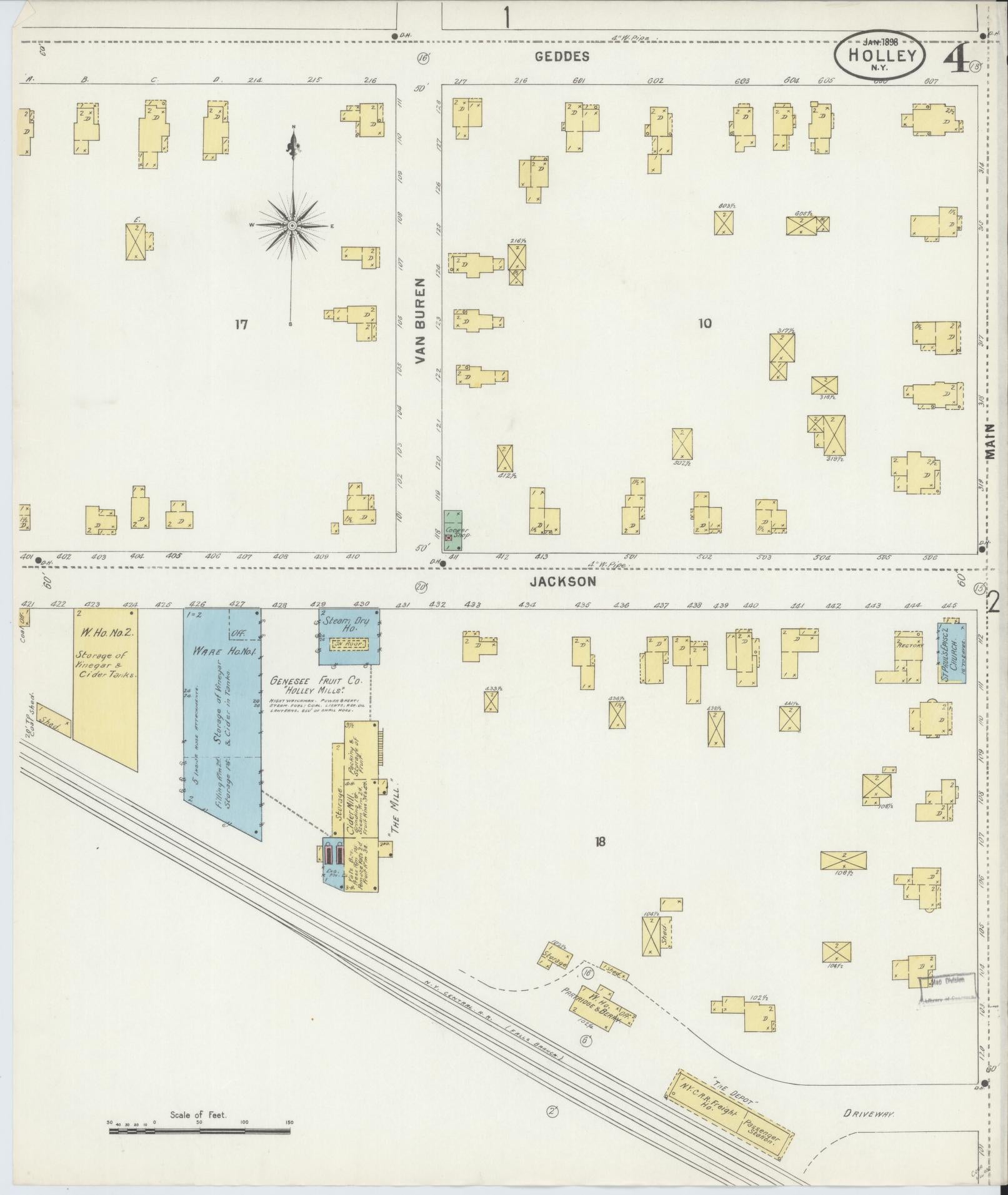 Sanborn Fire Insurance Map from Holley, Orleans County, New York (1898), Sheet #0004 - Complete Map Set gallery image, historic Sanborn map, vintage wall art, New York New York