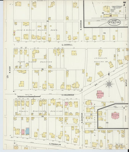 Sanborn Fire Insurance Map from Kenton, Hardin County, Ohio (1897), Sheet #0007 - Complete Map Set gallery image, historic Sanborn map, vintage wall art, Ohio Ohio