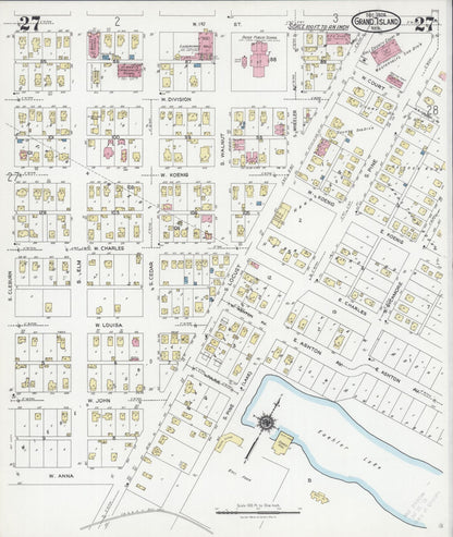 Sanborn Fire Insurance Map from Grand Island, Hall County, Nebraska (1924), Sheet #0027 - Complete Map Set gallery image, historic Sanborn map, vintage wall art, Nebraska Nebraska