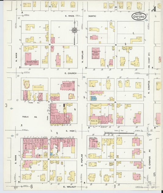 Sanborn Fire Insurance Map from Oxford, Butler County, Ohio (1911), Sheet #0004 - Historic Sanborn Fire Insurance Map Print, vintage old map wall art, antique decor, genealogy gift, Ohio Ohio map