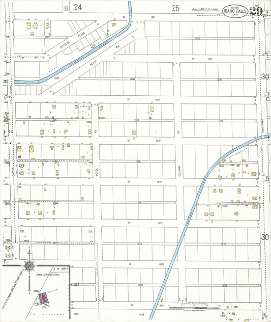 Sanborn Fire Insurance Map from Idaho Falls, Bonneville County, Idaho (1921), Sheet #0029 - Historic Sanborn Fire Insurance Map Print, vintage old map wall art, antique decor, genealogy gift, Idaho Idaho map