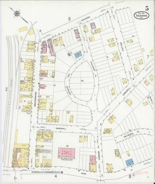 Sanborn Fire Insurance Map from Tuckahoe, Westchester County, New York (1911), Sheet #0005 - Historic Sanborn Fire Insurance Map Print, vintage old map wall art, antique decor, genealogy gift, New York New York map