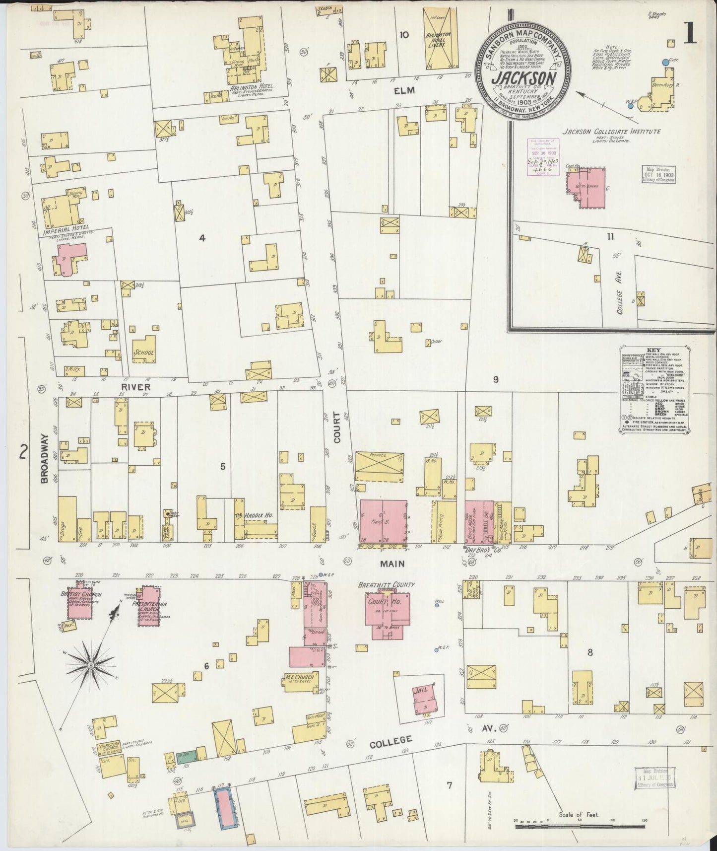 Sanborn Fire Insurance Map from Jackson, Breathitt County, Kentucky. (1903) – Historic Sanborn Fire Insurance Map Print