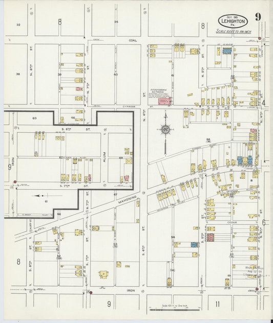 Sanborn Fire Insurance Map from Lehighton, Carbon County, Pennsylvania (1915), Sheet #0009 - Historic Sanborn Fire Insurance Map Print, vintage old map wall art, antique decor, genealogy gift, Pennsylvania Pennsylvania map