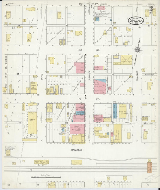 Sanborn Fire Insurance Map from Ogallala, Keith County, Nebraska (1912), Sheet #0002 - Historic Sanborn Fire Insurance Map Print, vintage old map wall art, antique decor, genealogy gift, Nebraska Nebraska map