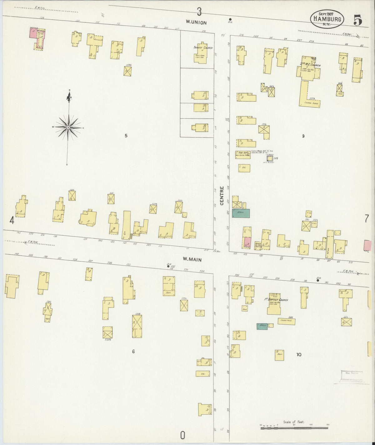 Sanborn Fire Insurance Map from Hamburg, Erie County, New York (1907), Sheet #0005 - Complete Map Set gallery image, historic Sanborn map, vintage wall art, New York New York
