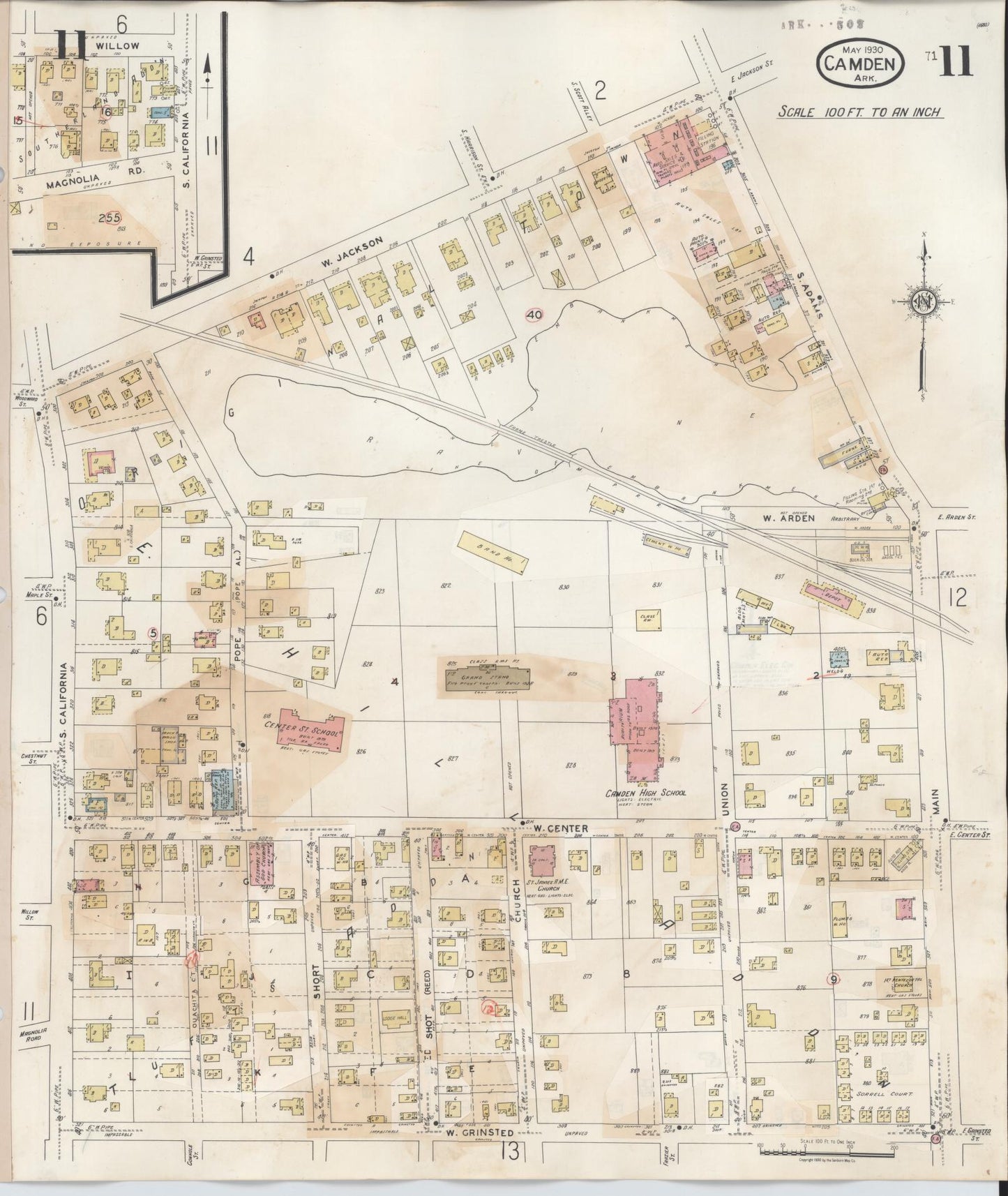 Sanborn Fire Insurance Map from Camden, Ouachita County, Arkansas (1948), Sheet #0011 - Complete Map Set gallery image, historic Sanborn map, vintage wall art, Arkansas Arkansas