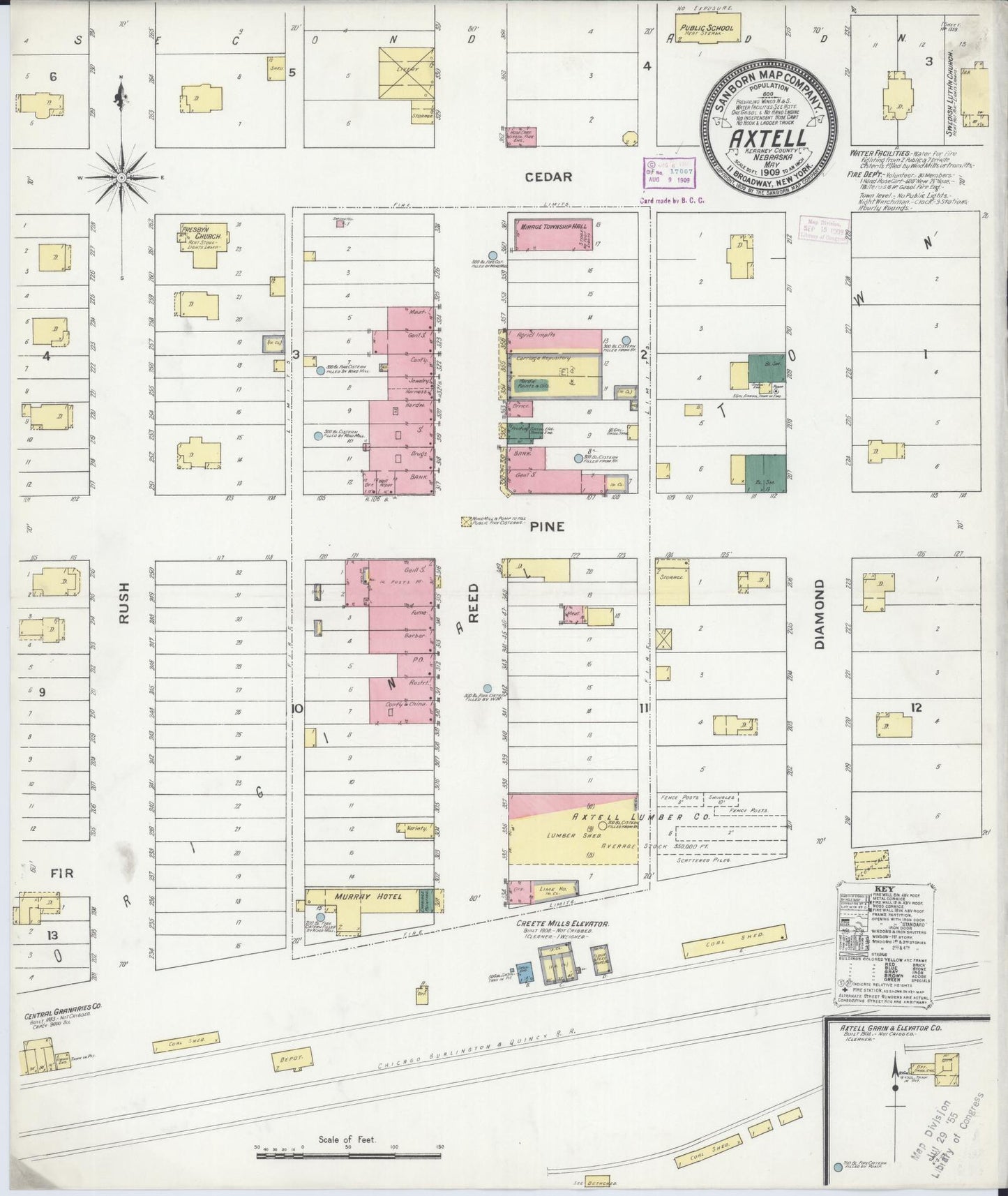 Sanborn Fire Insurance Map from Axtell, Kearney County, Nebraska. (1909) – Historic Sanborn Fire Insurance Map Print