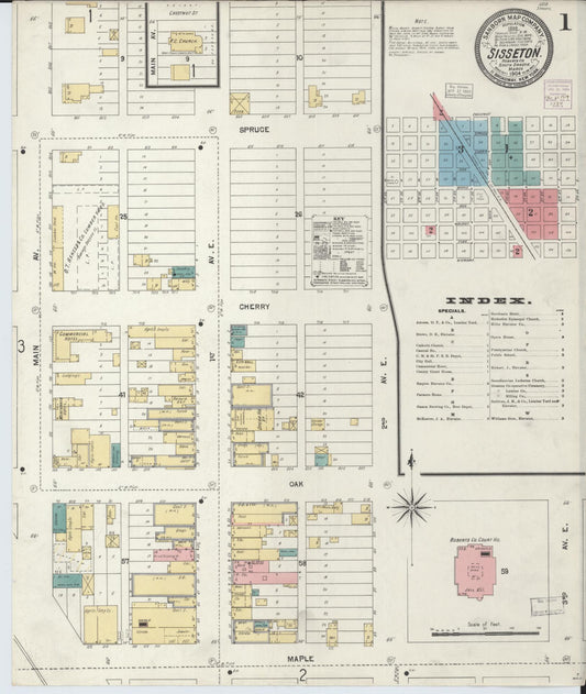Sanborn Fire Insurance Map from Sisseton, Roberts County, South Dakota. (1904) – Historic Sanborn Fire Insurance Map Print
