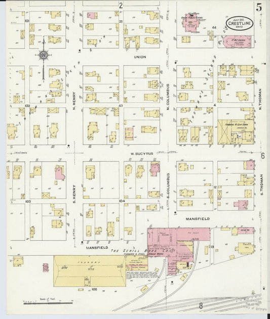 Sanborn Fire Insurance Map from Crestline, Crawford County, Ohio (1910), Sheet #0005 - Historic Sanborn Fire Insurance Map Print, vintage old map wall art, antique decor, genealogy gift, Ohio Ohio map