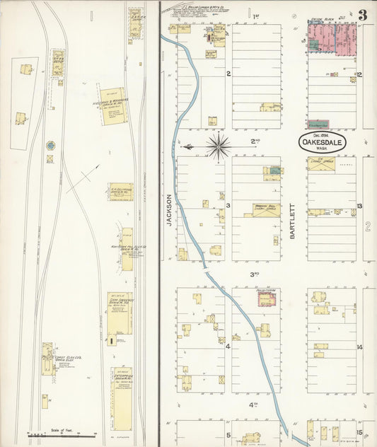 Sanborn Fire Insurance Map from Oakesdale, Whitman County, Washington (1894), Sheet #0003 - Historic Sanborn Fire Insurance Map Print, vintage old map wall art, antique decor, genealogy gift, Washington Washington map
