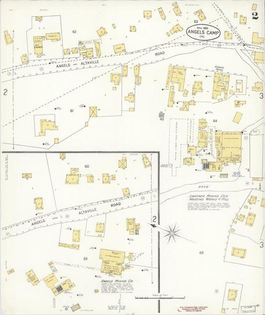 Sanborn Fire Insurance Map from Angels Camp, Calaveras County, California (1905), Sheet #0002 - Historic Sanborn Fire Insurance Map Print, vintage old map wall art, antique decor, genealogy gift, California California map