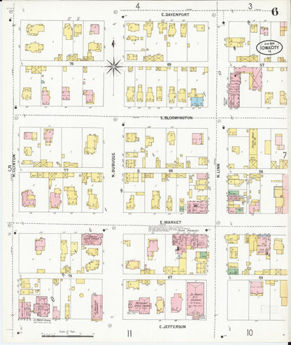 Sanborn Fire Insurance Map from Iowa City, Johnson County, Iowa (1899), Sheet #0006 - Historic Sanborn Fire Insurance Map Print