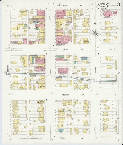 Sanborn Fire Insurance Map from Ouray, Ouray County, Colorado (1908), Sheet #0003 - Complete Map Set gallery image, historic Sanborn map, vintage wall art, Colorado Colorado