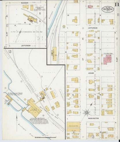Sanborn Fire Insurance Map from Big Rapids, Mecosta County, Michigan (1899), Sheet #0011 - Complete Map Set gallery image, historic Sanborn map, vintage wall art, Michigan Michigan