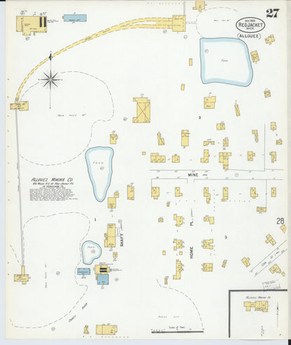 Sanborn Fire Insurance Map from Red Jacket, Houghton County, Michigan (1900), Sheet #0027 - Complete Map Set gallery image, historic Sanborn map, vintage wall art, Michigan Michigan