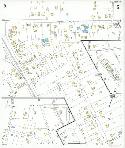 Sanborn Fire Insurance Map from Reisterstown, Baltimore County, Maryland (1950), Sheet #0005 - Historic Sanborn Fire Insurance Map Print, vintage old map wall art